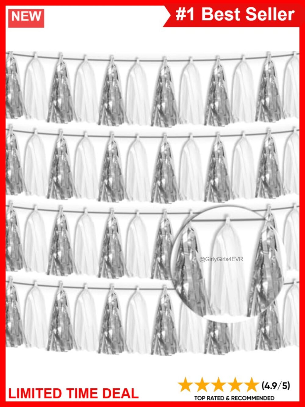 4 Set Tassel Garland Banner Metallic Foil Fringe Party Decor